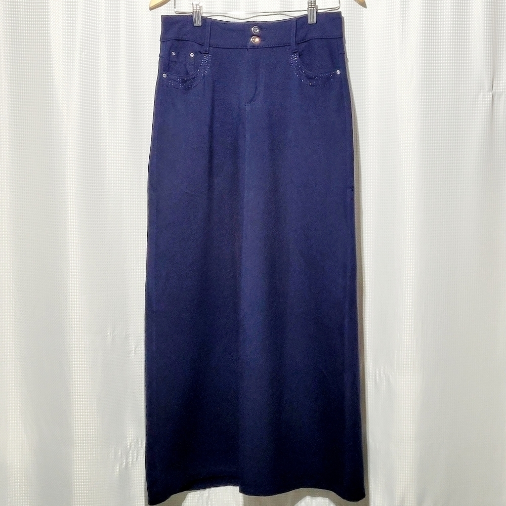 CATS Navy Blue Thick Jersey Knit A-Line Skirt (8)